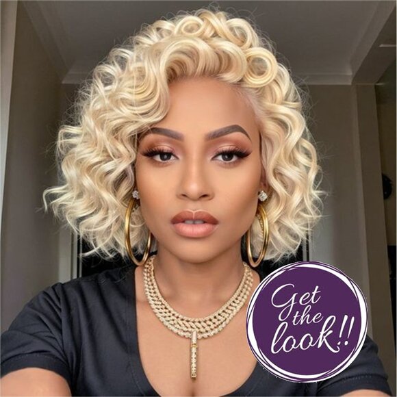 Lacefront - Light Natural Bouncy Curly Blonde Wig - NEW!!! - Picture 1 of 10